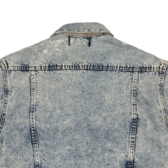 Vintage 90s French Navy Distressed Acid Wash Denim Jean Trucker Jacket - Picture 8 of 16